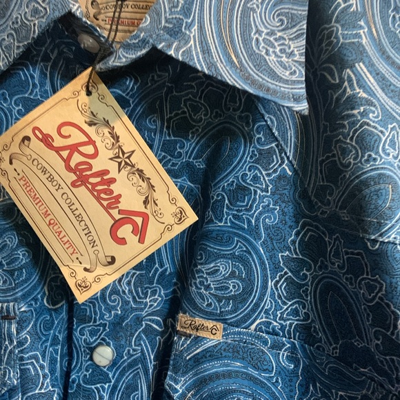 Rafter C Mens “Cowboy Collection” Shirt.       Size Large.  Pearl snaps. - Picture 2 of 5